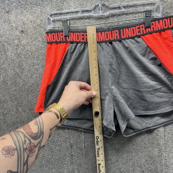 Under Armour Shorts Womens Large Gray Red HeatGear Loose Athletic Running - Picture 6 of 10